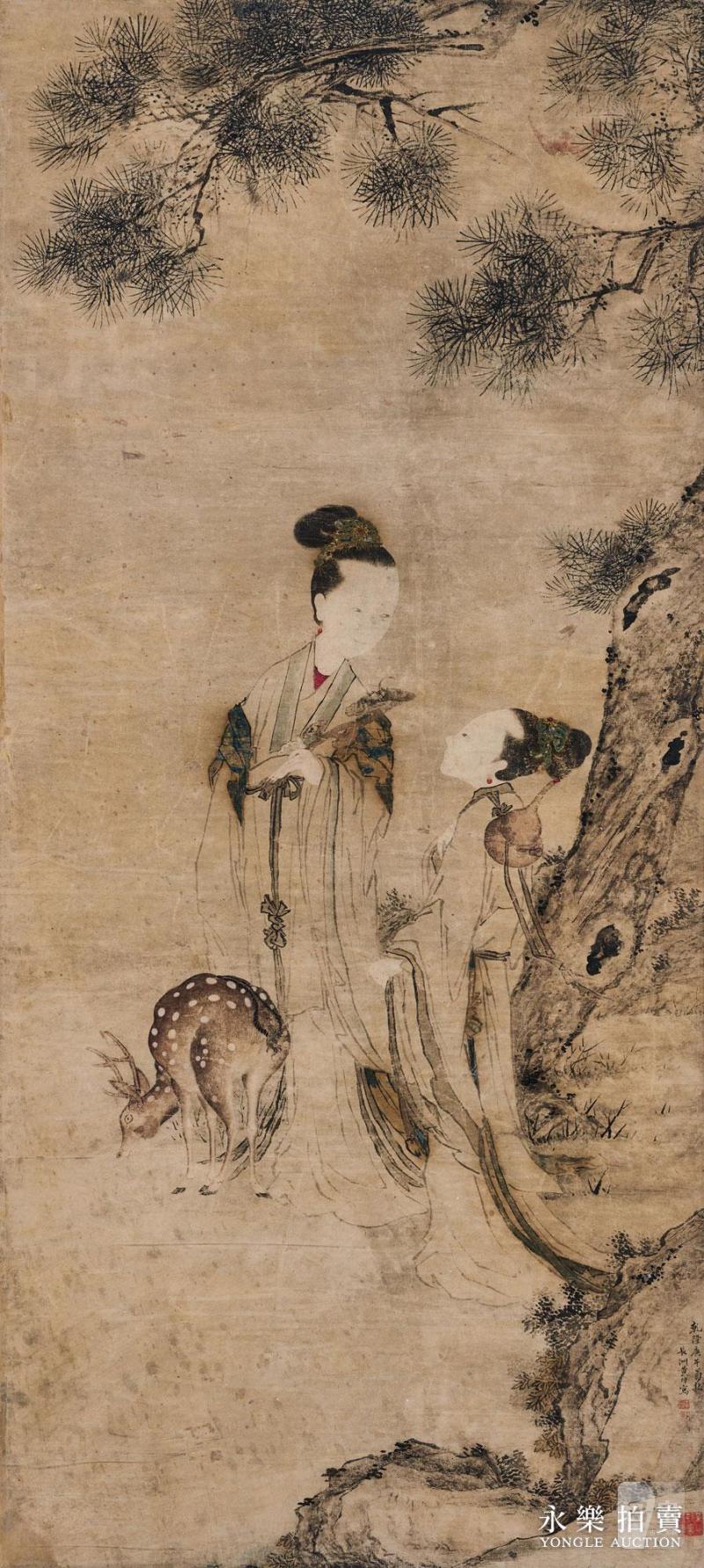 清乾隆 松荫双仙图